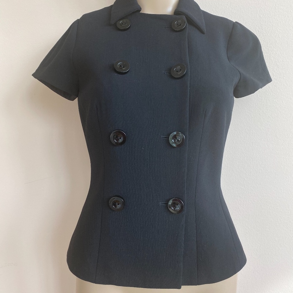 Worth Petites 2 Black Wool Stretch Short Sleeve - Picture 3 of 8